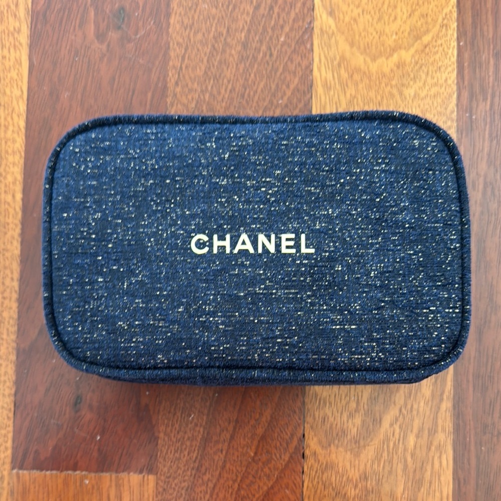 CHANEL Midnight Blue Glitter Cosmetic Pouch